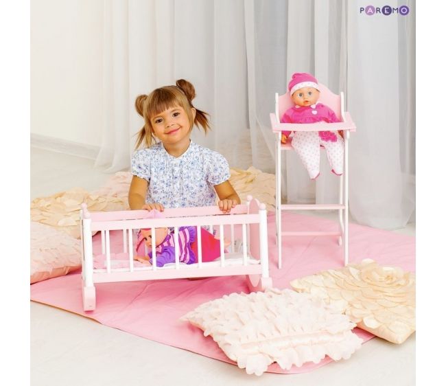 Набор кукольной мебели: стул и люлька, цвет – розовый  